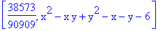 [38573/90909, x^2-x*y+y^2-x-y-6]